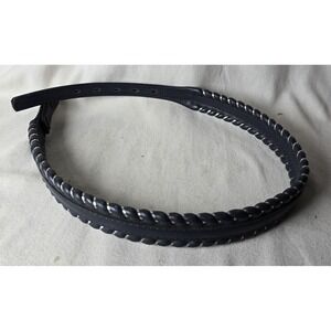 Dun Dee Vintage Belt Strap Full Grain Cowhide Size 28 Blue with Silver Edge